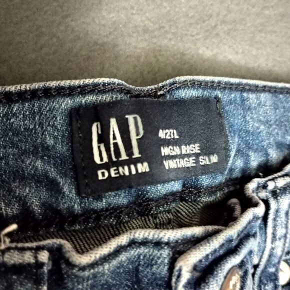 Gap High Rise Vintage Slim Blue Denim Jeans Size 4/27L - Picture 3 of 5